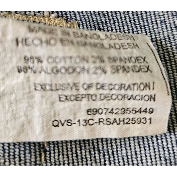 Rock & Republic Roskilde Size 12 Stretch Denim Capri Medium Wash Rhinestone Logo - Picture 7 of 7